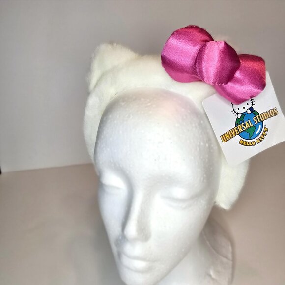 Hello Kitty Furry Headband Pink Bow Universal Studios Hollywood Hair Band NEW - Picture 1 of 4